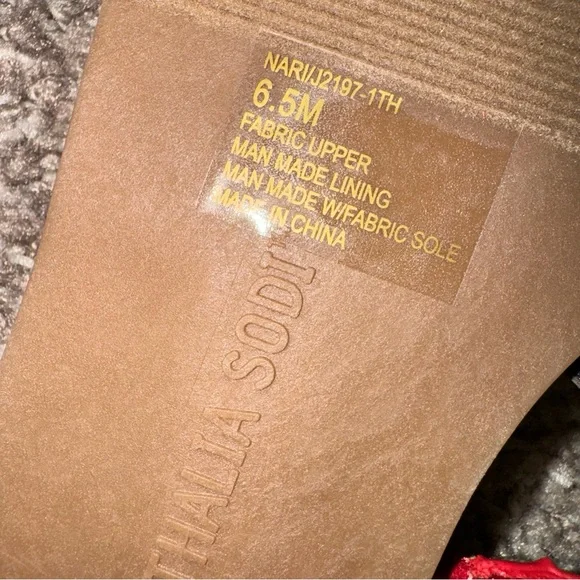 Thalia Sodi Animal Print Rhinestone Bling Sandals Faux Fur Vegan Black White Red - Picture 3 of 5